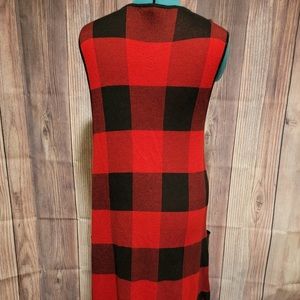 Buffalo check knit duster vest